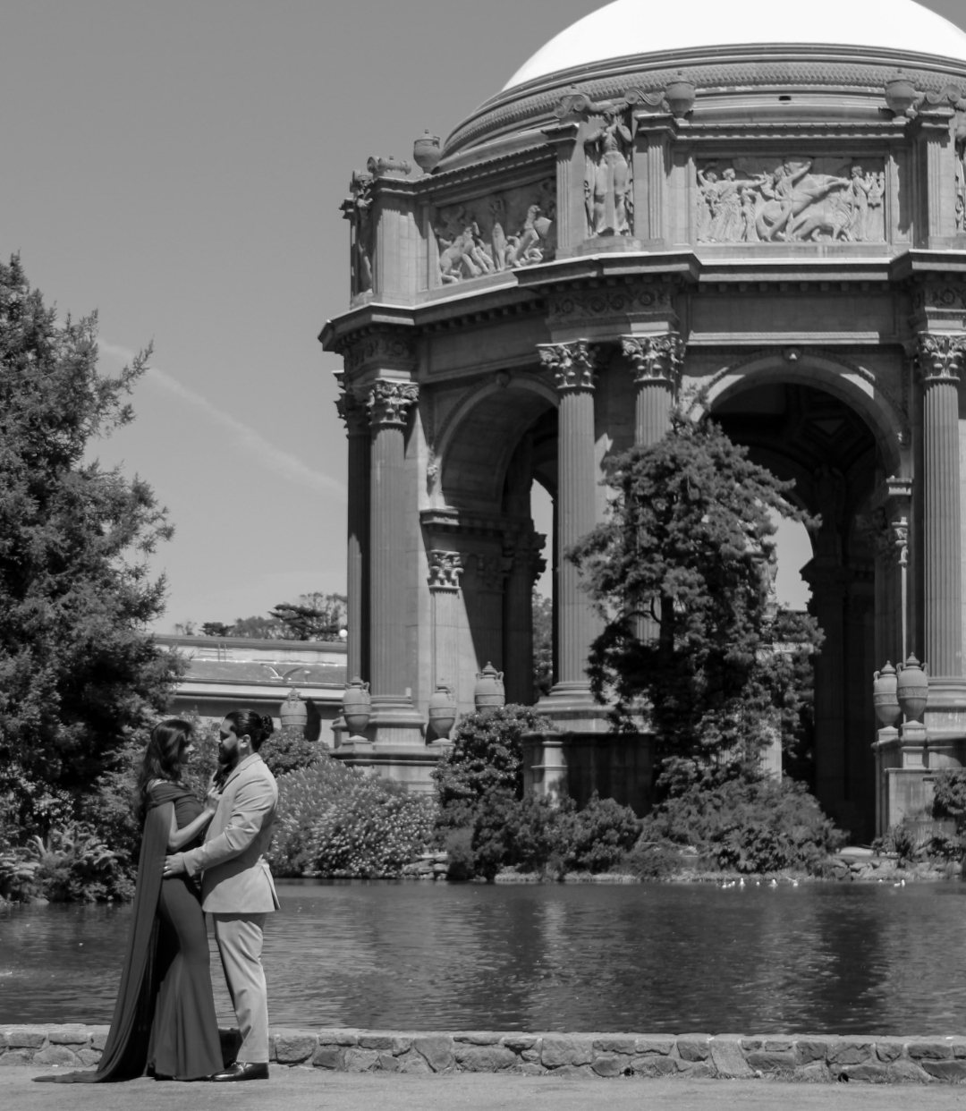 Prunella and Johnetan beneath the dome at the Palace of Fine Arts